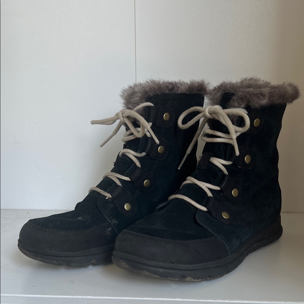 SOREL Women's Black Fur-Lined Boots - Joan